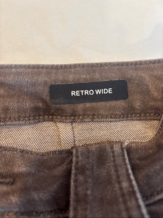 Judy Blue Chocolate Brown Retro Wide Raw Hem Patch Pocket Stretch Jeans 1/25